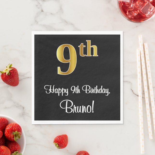 Guardanapo De Papel 9º aniversário ~ Legant Luxuriant Faux Dourado Loo (Insitu)