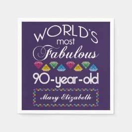 Guardanapo De Papel 90 Aniversário Mais Fabuloso Gems Coloridas Roxo