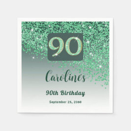 Guardanapo De Papel 90 Birthday Bonito Glitter Verde