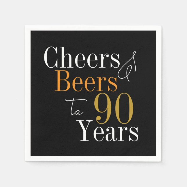 Guardanapo De Papel 90 Birthday Cheers and Beers Party (Frente)