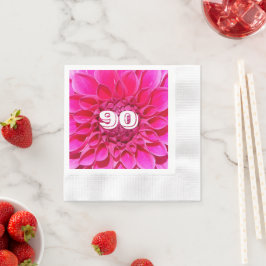 Guardanapo De Papel 90 Birthday Milestone Pink Dahlia Floral