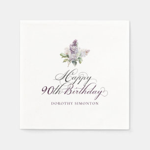 Guardanapo De Papel 90 Birthday Roxo Lilac Primavera coquetel