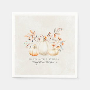 Guardanapo De Papel 90 Birthday White Pumpkin Fall Folha Personalizada