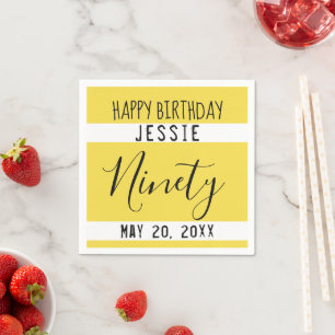 Guardanapo De Papel 90 Birthday Yellow Personted Paper Napkins