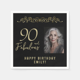 Guardanapo De Papel 90 e Fabulosa Foto de aniversário do 90 de Ornamen