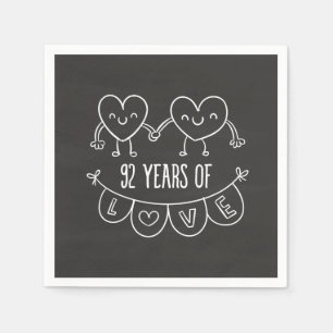 Guardanapo De Papel 92º aniversário do Gift Chalk Hearts