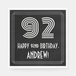 Guardanapo De Papel 92.º Aniversário: Art Deco Inspirou "92" + Nome