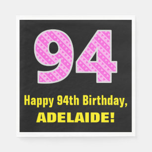 Guardanapo De Papel 94.o aniversário: Listras e Corações Rosa "94"