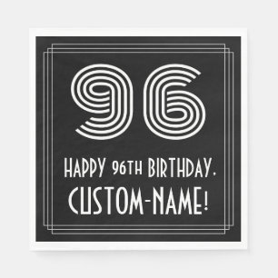 Guardanapo De Papel 96.o aniversário: Art Deco Inspira "96" + Nome