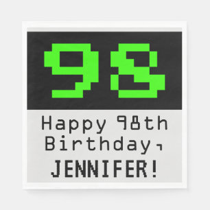 Guardanapo De Papel 98º aniversário - Estilo Nerdy / Geeky "98" & No