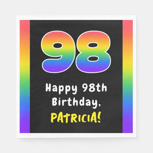 Guardanapo De Papel 98.º aniversário: Rainbow Spectrum # 98, Nome Pers (Frente)