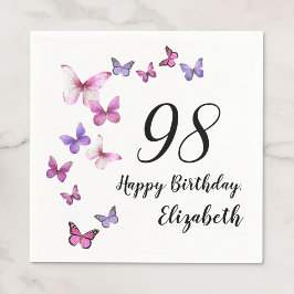 Guardanapo De Papel 98th Birthday Pink Purple Butterflies 