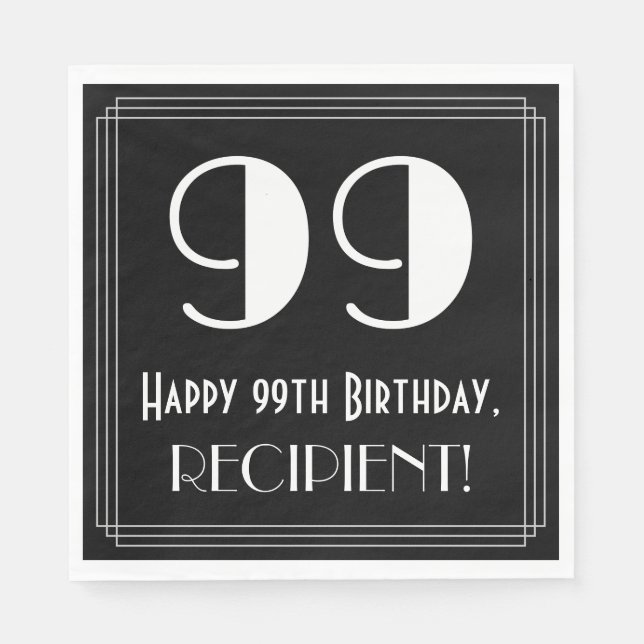 Guardanapo De Papel 99º aniversário ~ Arte Deco Inspirou "99", Nome (Frente)