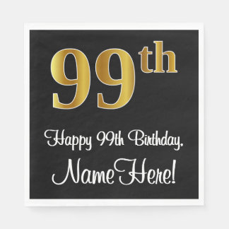 Guardanapo De Papel 99º aniversário ~ Legant Luxurious Faux Dourado Lo