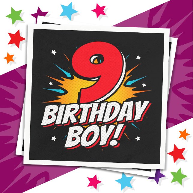 Guardanapo De Papel 9 anos de idade, super-herói Aniversário Nove Aniv (Criador carregado)