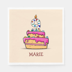 Guardanapo De Papel 9 de aniversário, 9 de bolo rosa doce