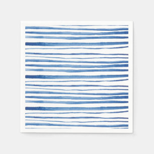 Guardanapo De Papel A aguarela azul e branca de Shibori listra o teste