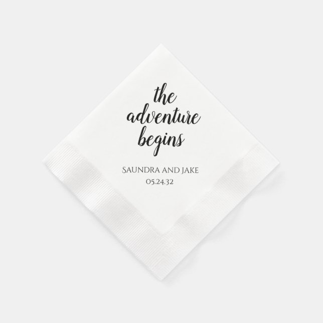 Guardanapo De Papel A Aventura Começa Casamento Personalizado Napkins (Canto)