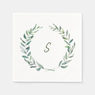 Guardanapo De Papel A azeitona botânica da aguarela sae monogrammed