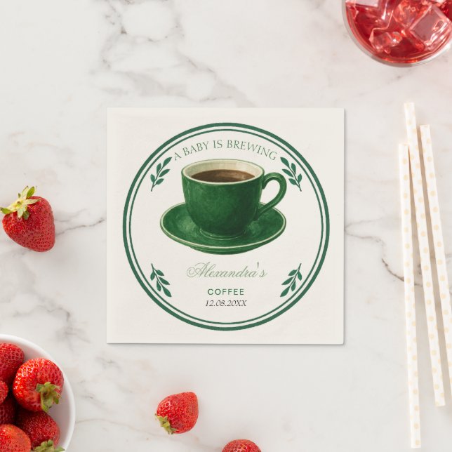 Guardanapo De Papel A Baby Is Brewing Coffee Cup Baby Shower (Insitu)