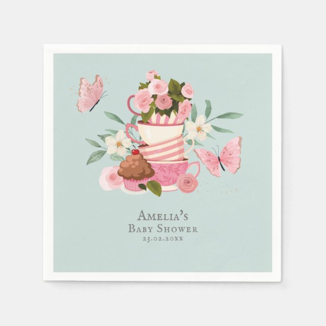 Guardanapo De Papel A Baby is brewing garden tea party Baby shower (Frente)