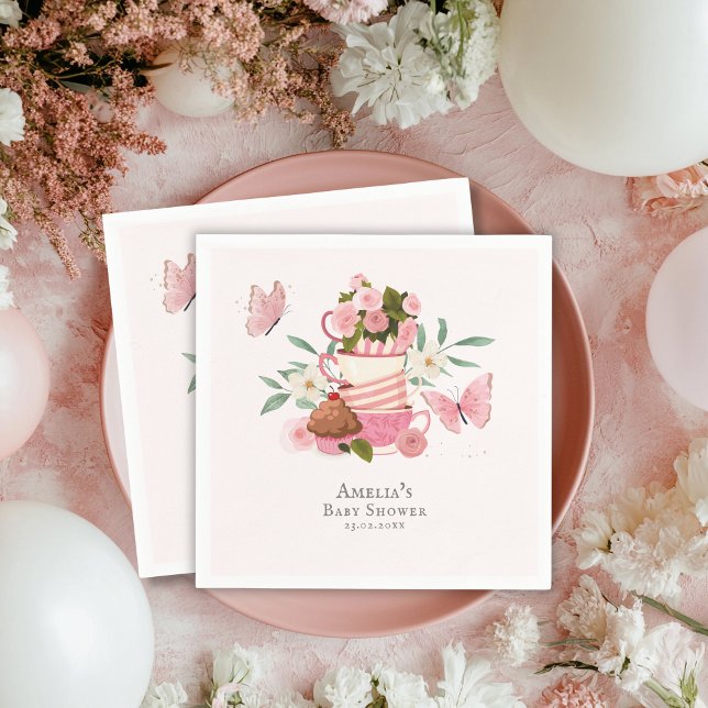 Guardanapo De Papel A Baby is brewing garden tea party Baby shower (Criador carregado)