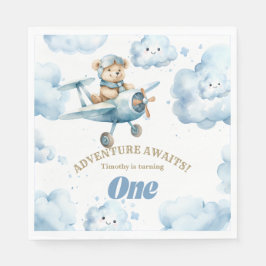 Guardanapo De Papel A Bonança de Aniversário do Urso Azul: Voando para
