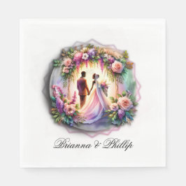 Guardanapo De Papel A Bride and Groom Moonlight Floral Wedding 