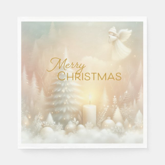 Guardanapo De Papel A Christmas Angel Fantasy Snowy Landscape (Frente)