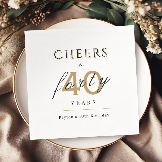 Guardanapo De Papel A classe moderna aplaude 40 anos de festa de anive (Modern classy cheers to 40 years birthday party napkins)