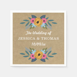 Guardanapo De Papel A Coleção de Casamentos Florais do Kraft Rustic Kr