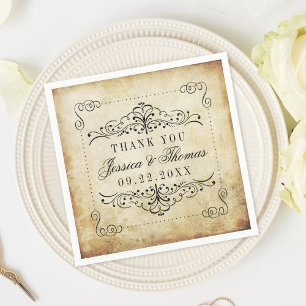 Guardanapo De Papel A coleção ornamentado do casamento vintage do