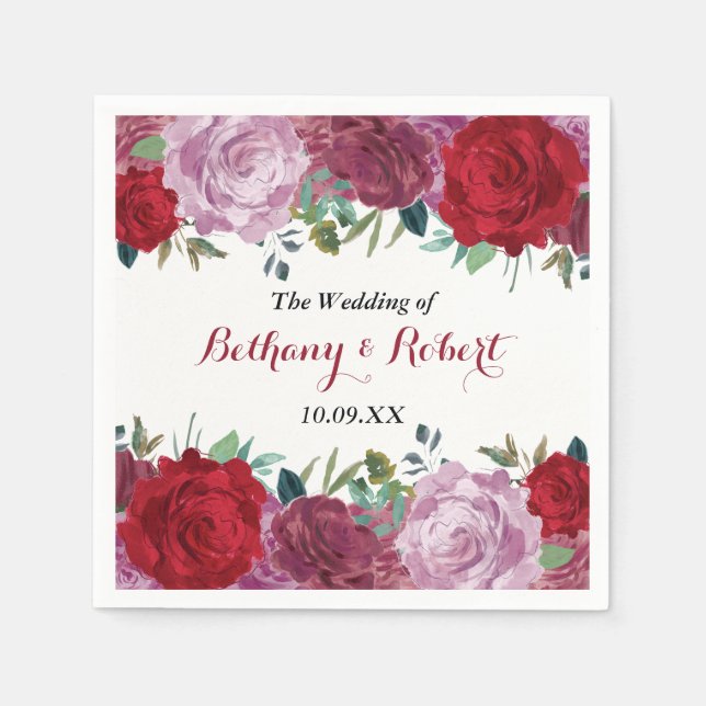 Guardanapo De Papel A Coleção Romântica De Casamentos Florais (Frente)