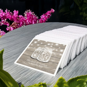 Guardanapo De Papel A corda de madeira rústica do frasco de pedreiro