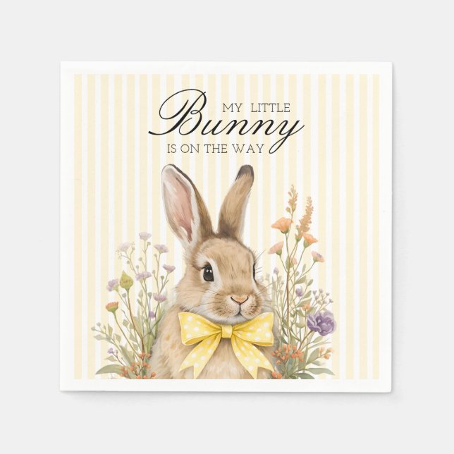 Guardanapo De Papel A cute little Floral Bunny Yellow Bow Baby Shower  (Frente)