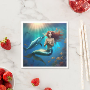 Guardanapo De Papel "A Dança do Oceano: A Viagem de uma Sereia e Golfi