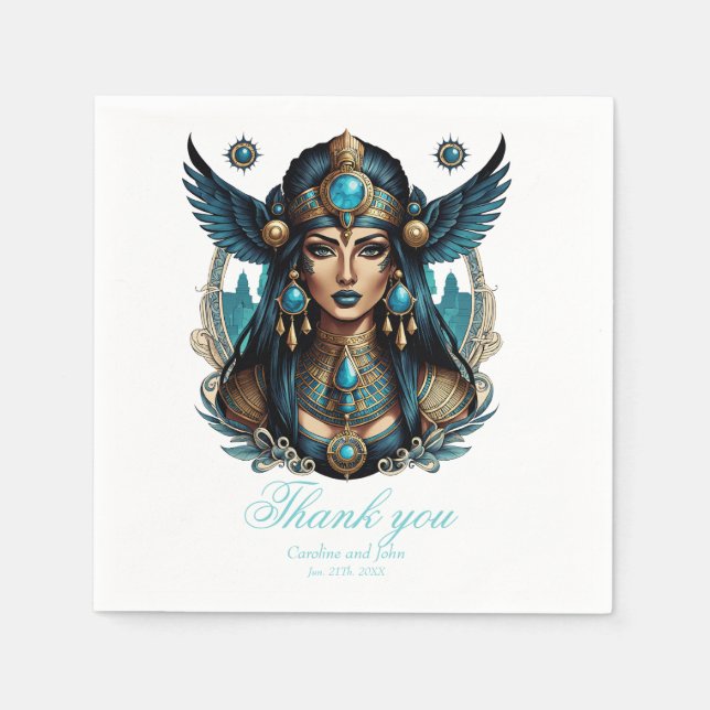 Guardanapo De Papel A deusa egípcia está em cor azul. (Frente)