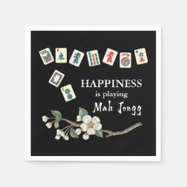 Guardanapo De Papel A felicidade está tocando Mah Jongg Black