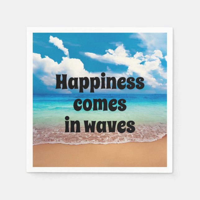 Guardanapo De Papel A felicidade vem em ondas (Frente)