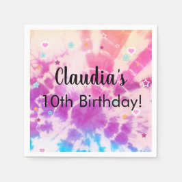 Guardanapo De Papel A festa de aniversário da garota Tiedye, guardanap