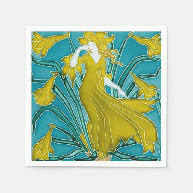 Guardanapo De Papel A Flora Art Nouveau de Walter Crane (Frente)