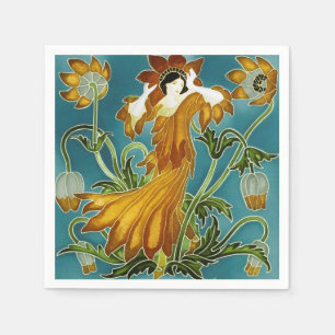 Guardanapo De Papel A Flora Art Nouveau-Women and Flower de Walter Cra
