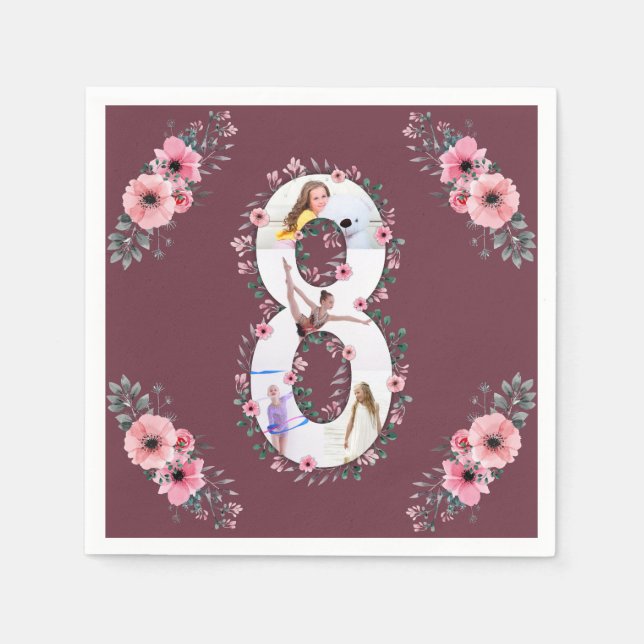 Guardanapo De Papel A grande garota do aniversário, Colagem de Fotos,  (Frente)