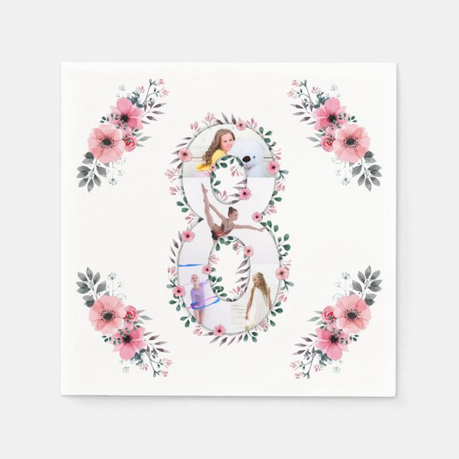 Guardanapo De Papel A grande garota do aniversário, Colagem de Fotos,  (Frente)