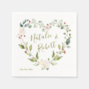 Guardanapo De Papel A grinalda floral, verde sae na forma do coração
