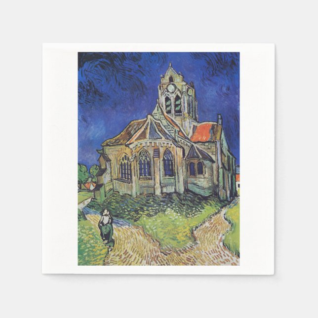 Guardanapo De Papel A Igreja em Auvers 1890 por Vincent van Gogh (Frente)