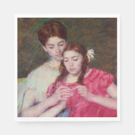 Guardanapo De Papel A lição de crochê (duas irmãs)