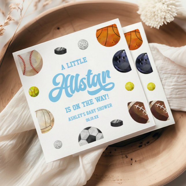 Guardanapo De Papel A Little Allstar Is On The Way! Sports Baby Shower (Criador carregado)