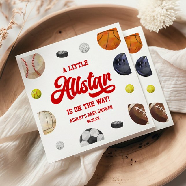 Guardanapo De Papel A Little Allstar Is On The Way! Sports Baby Shower (Criador carregado)