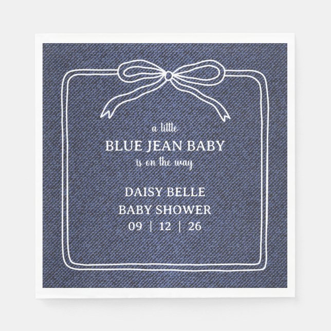 Guardanapo De Papel A Little Blue Jean Baby Denim Boy Baby Shower  (Frente)